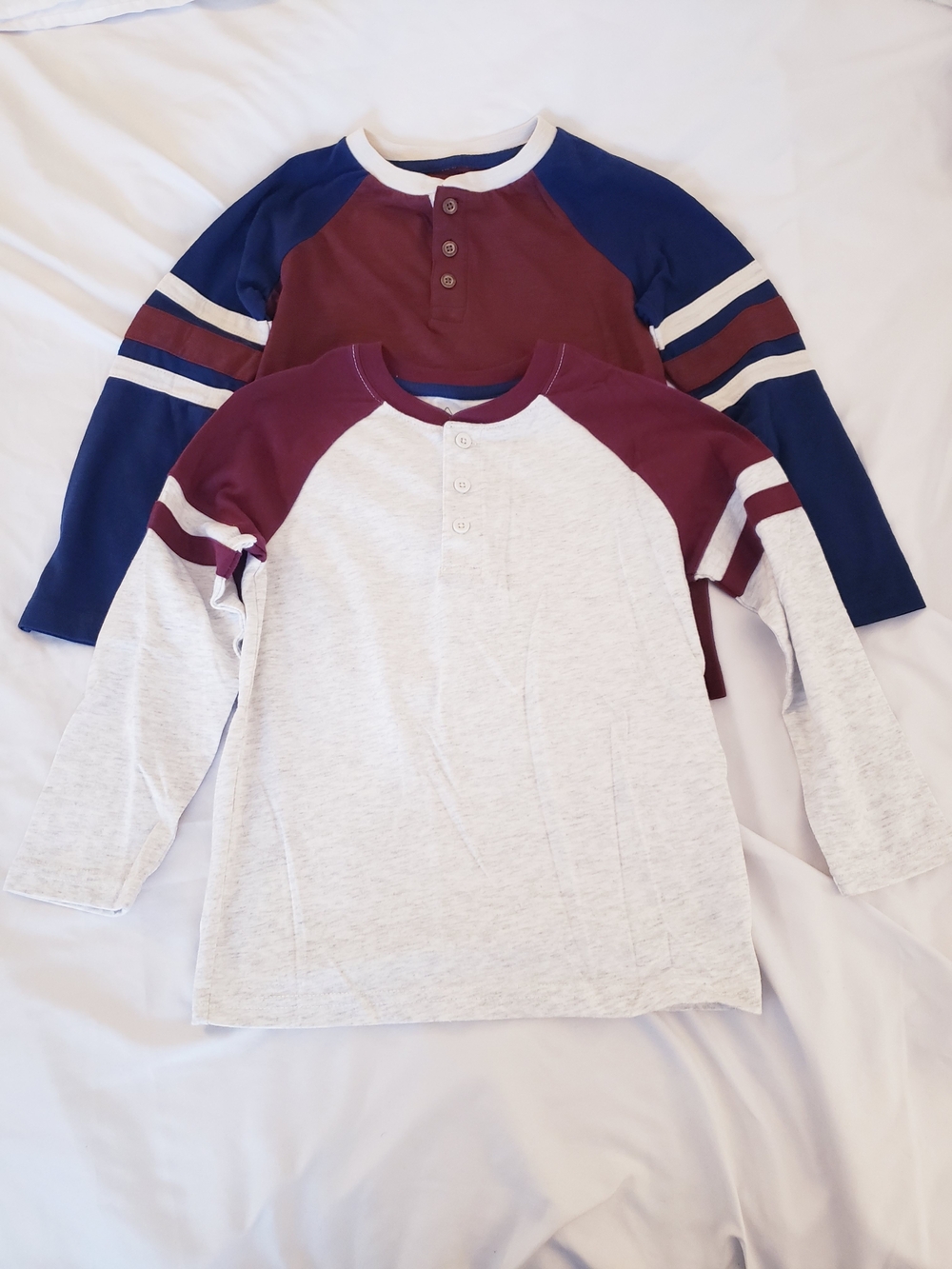 Boys' Size 6 Long-Sleeve Raglan Henley Shirts